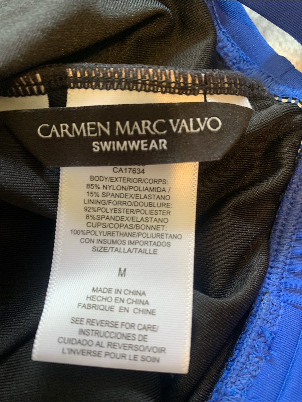 Carmen Marc Valvo Royal Blue Girls' One-Piece Swimsuitt Bikini top only - Picture 2 of 5